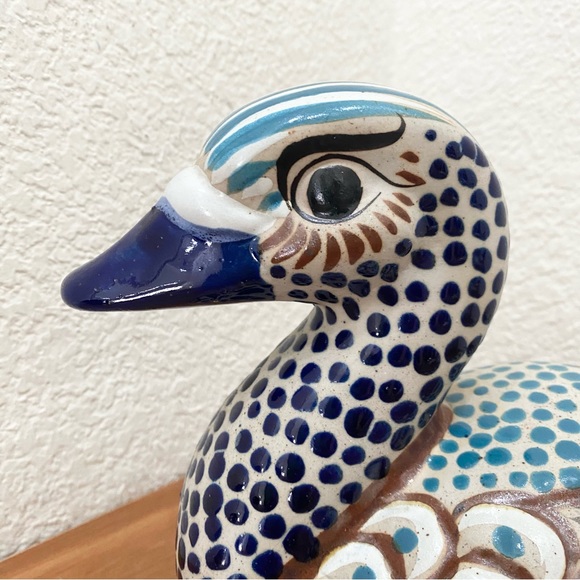 TONALA Mexican Folk Art Pottery Large Duck Sculpture Figurine Decor - Picture 2 of 14